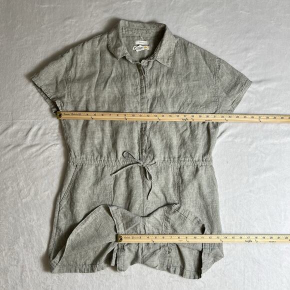 C&C California Women's Linen Jumpsuit Shorts Size XL Gray Minimalist Beachy Airy - Picture 9 of 12
